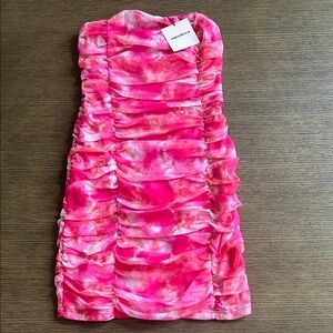 Superdown Tie Dye Pink Ivanna Strapless Dress